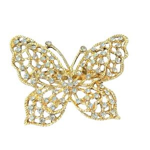 Gold Crystal Butterfly Brooch - Sparkling Women's Fashion Pin